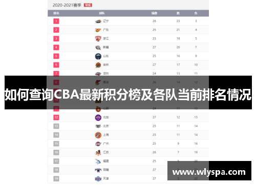 如何查询CBA最新积分榜及各队当前排名情况